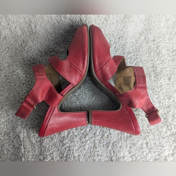 Miz Mooz Heel RED Sapphire Model Sandals Size 7.5 Leather With Velcro - Picture 8 of 10